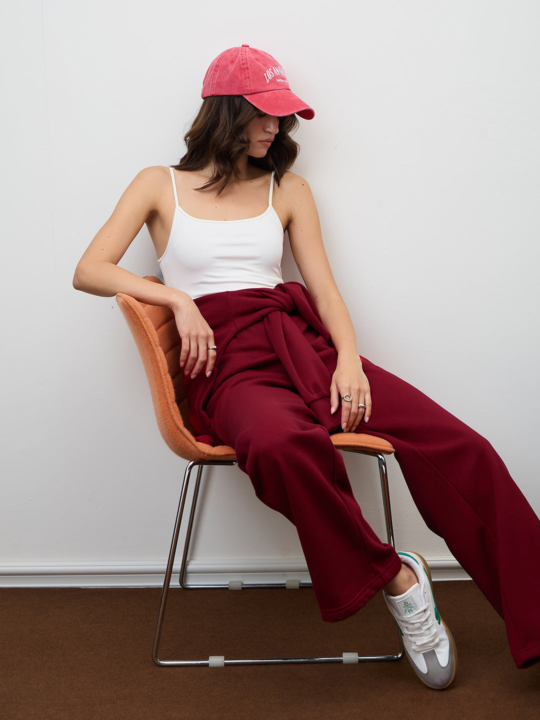 Red Straight Leg Fleece Trackpants
