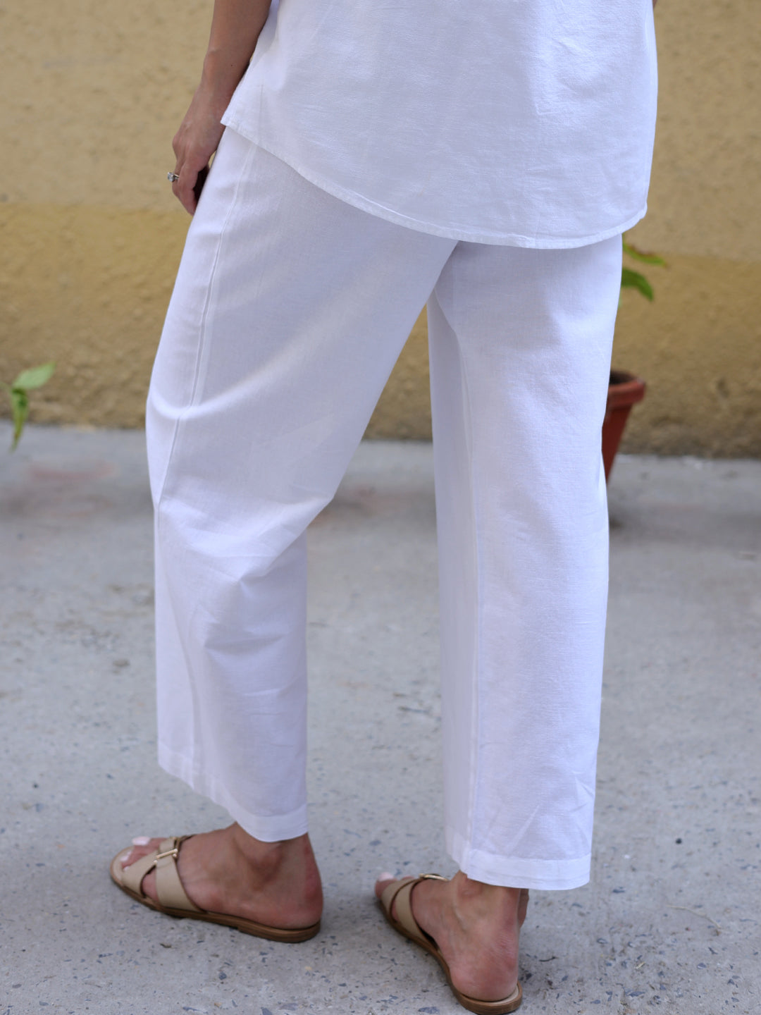 LinenLite Cloud White Straight Pants