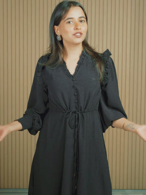 Black Button Down Midi Dress