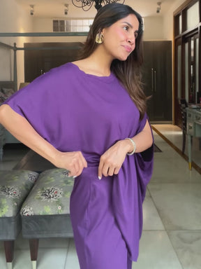 Bamboo Deep Purple Knit Flared Pants