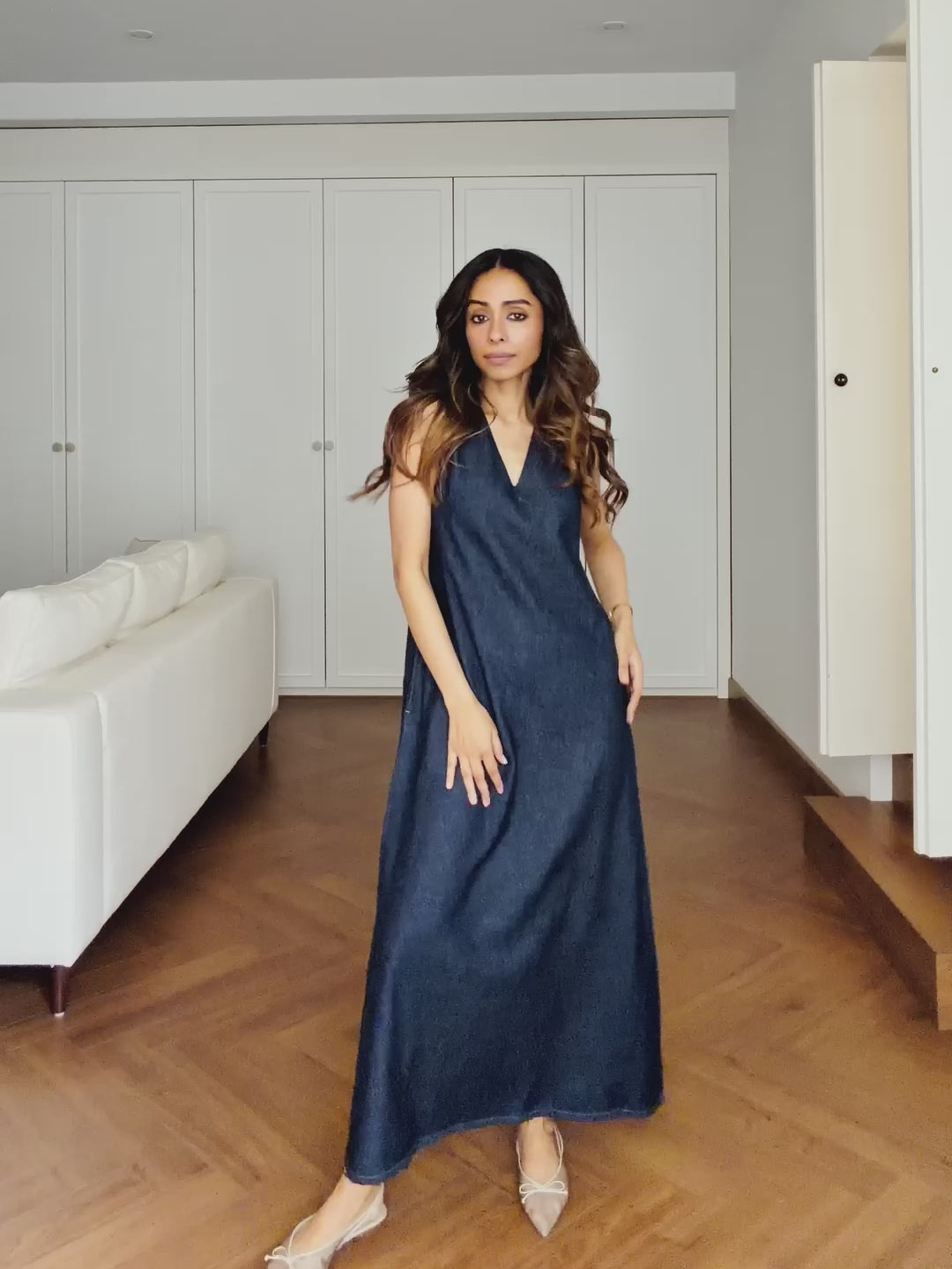 sleeveless denim maxi dress DenimClassic Navy Turned Leg Grey Wash mini wedding dresses 17.5” Bust Color:Lilac/White