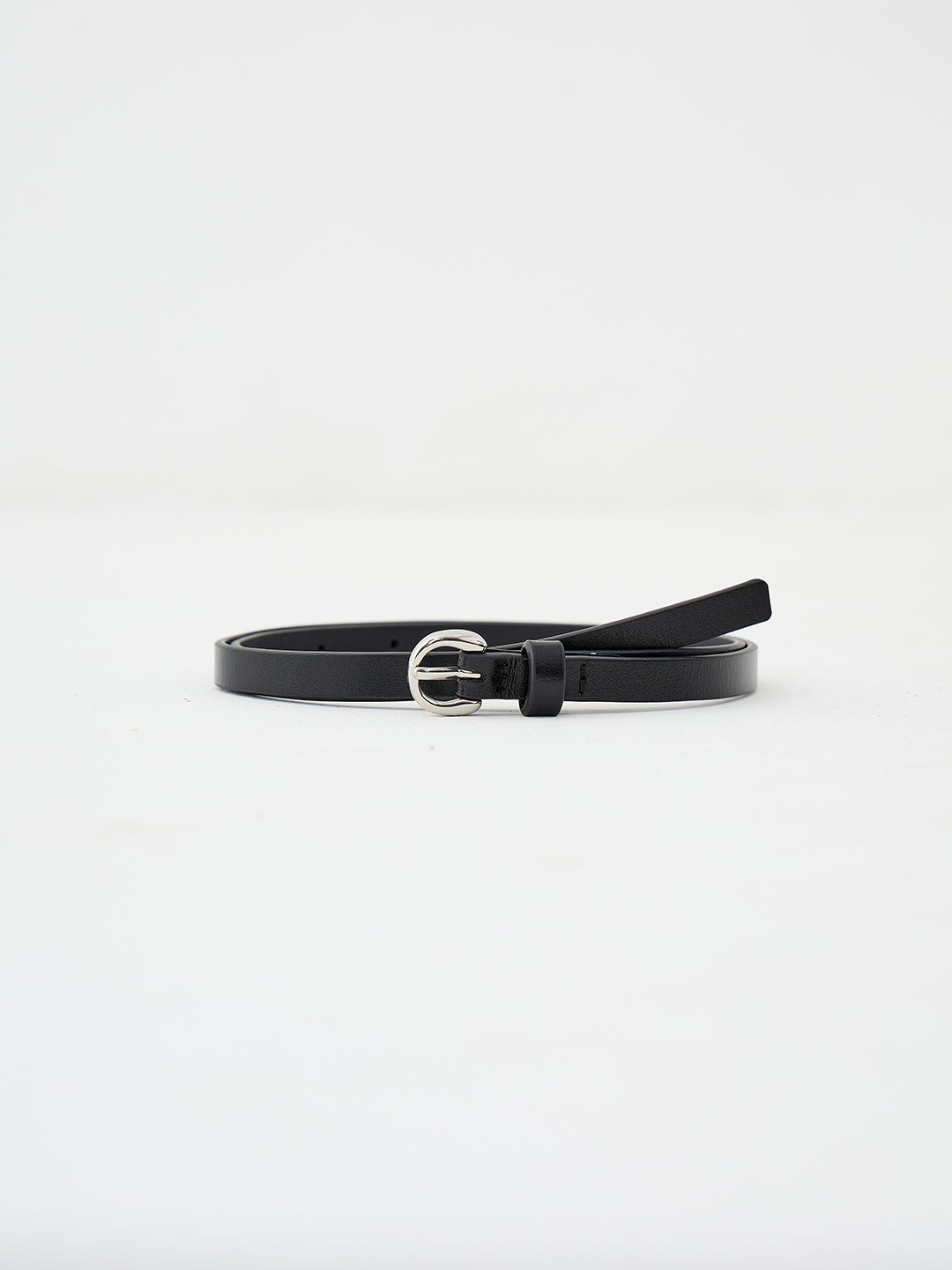 Black Refined Slim Leather Belt