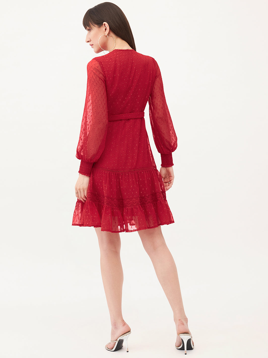 Red Lurex Wrap Mini Dress