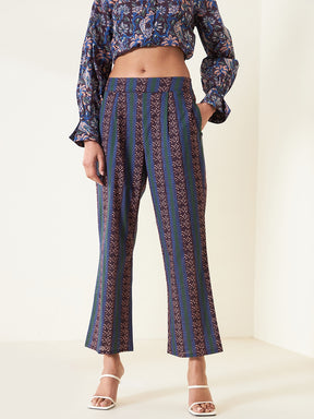 Wine Printed Co-Ord Set With Pants