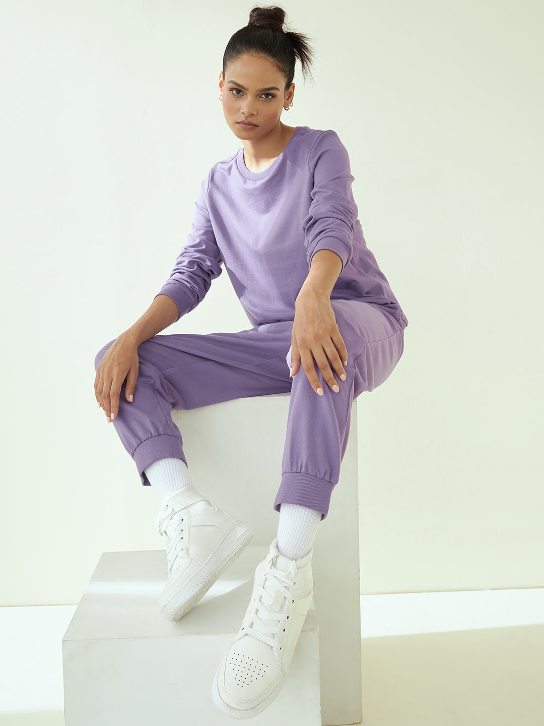 Lavender Crew Neck French Terry Sweatshirt