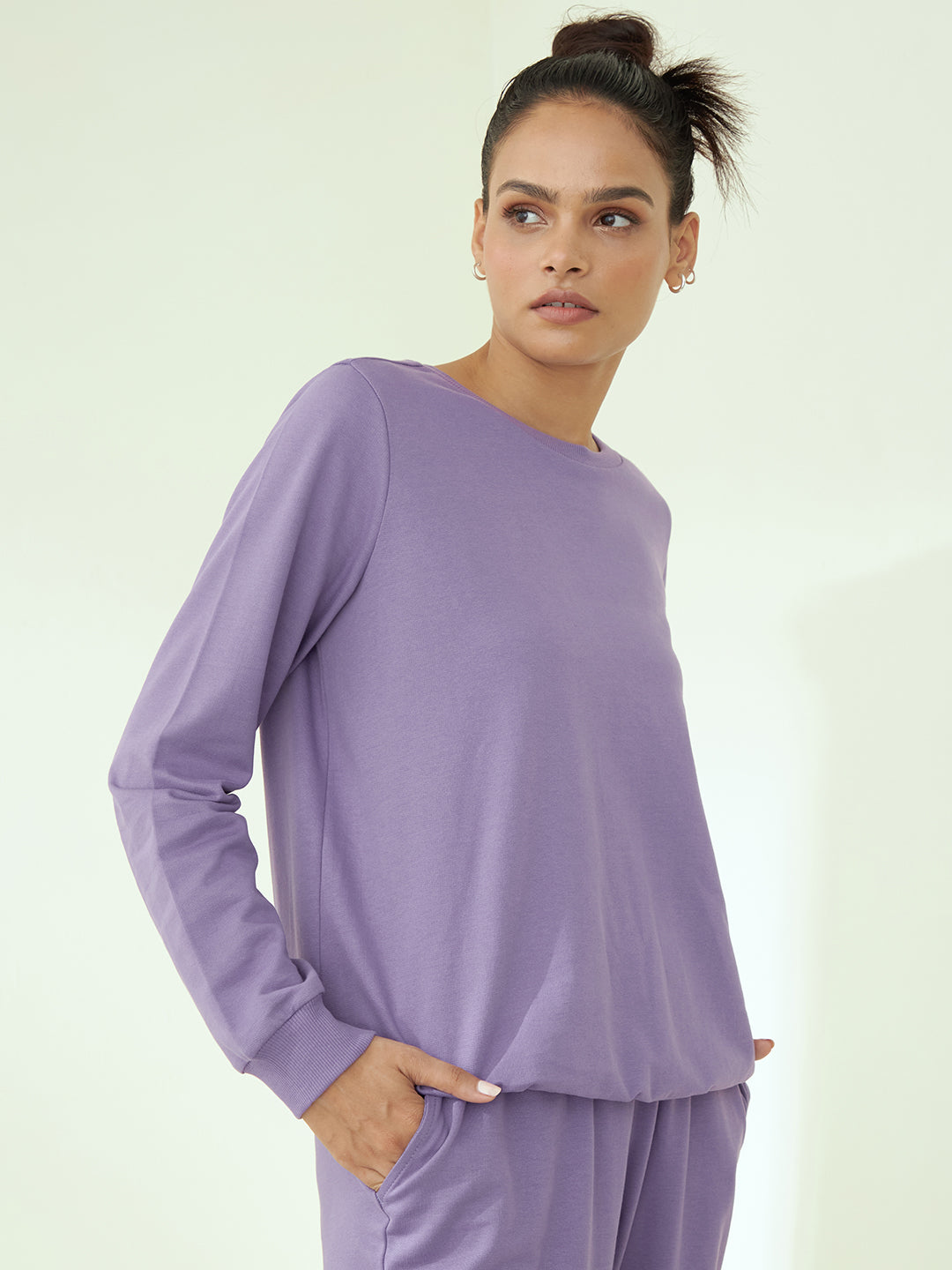 Lavender Crew Neck French Terry Sweatshirt