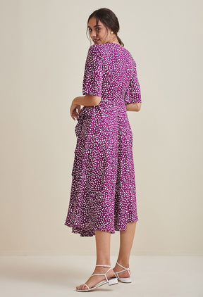 Purple Ditsy Polka Wrap Dress