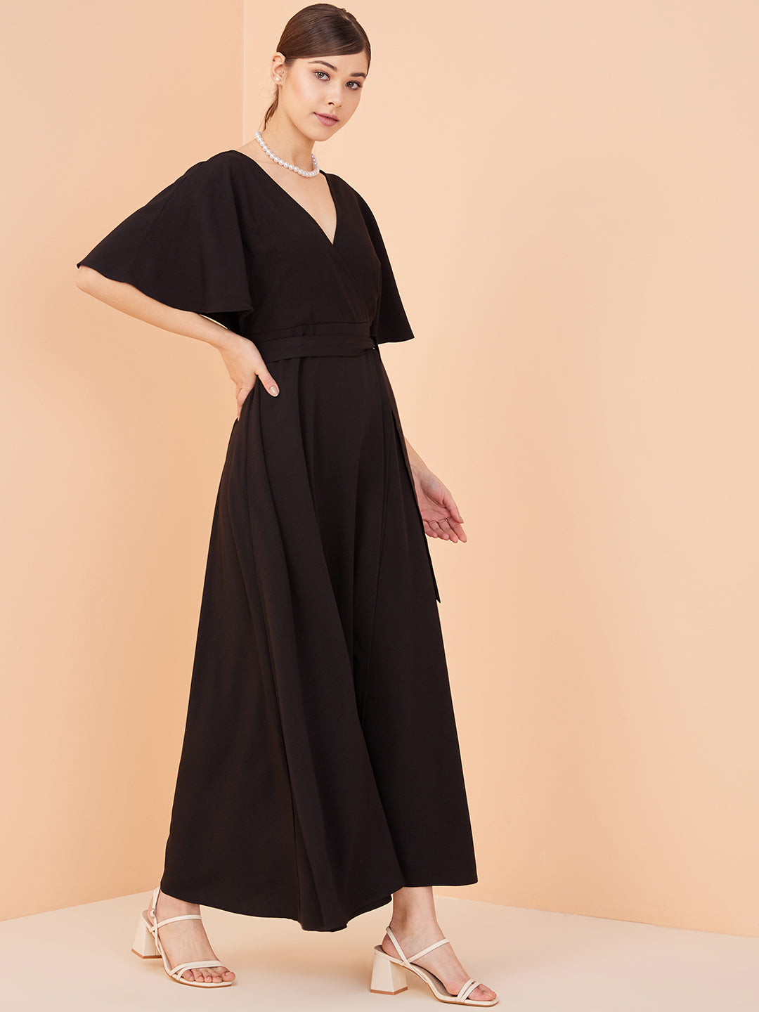 Black Kimono Wrap Maxi Dress