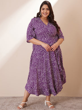 Purple Ditsy Polka Wrap Dress
