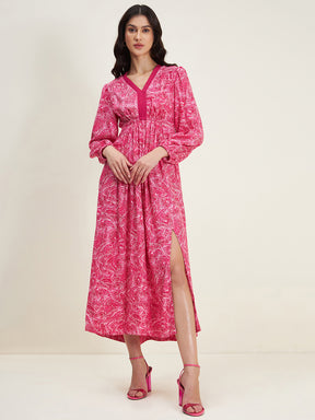 Pink Paisley Elasticated Maxi Dress