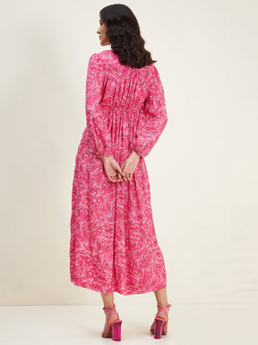 Pink Paisley Elasticated Maxi Dress