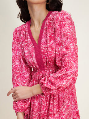 Pink Paisley Elasticated Maxi Dress